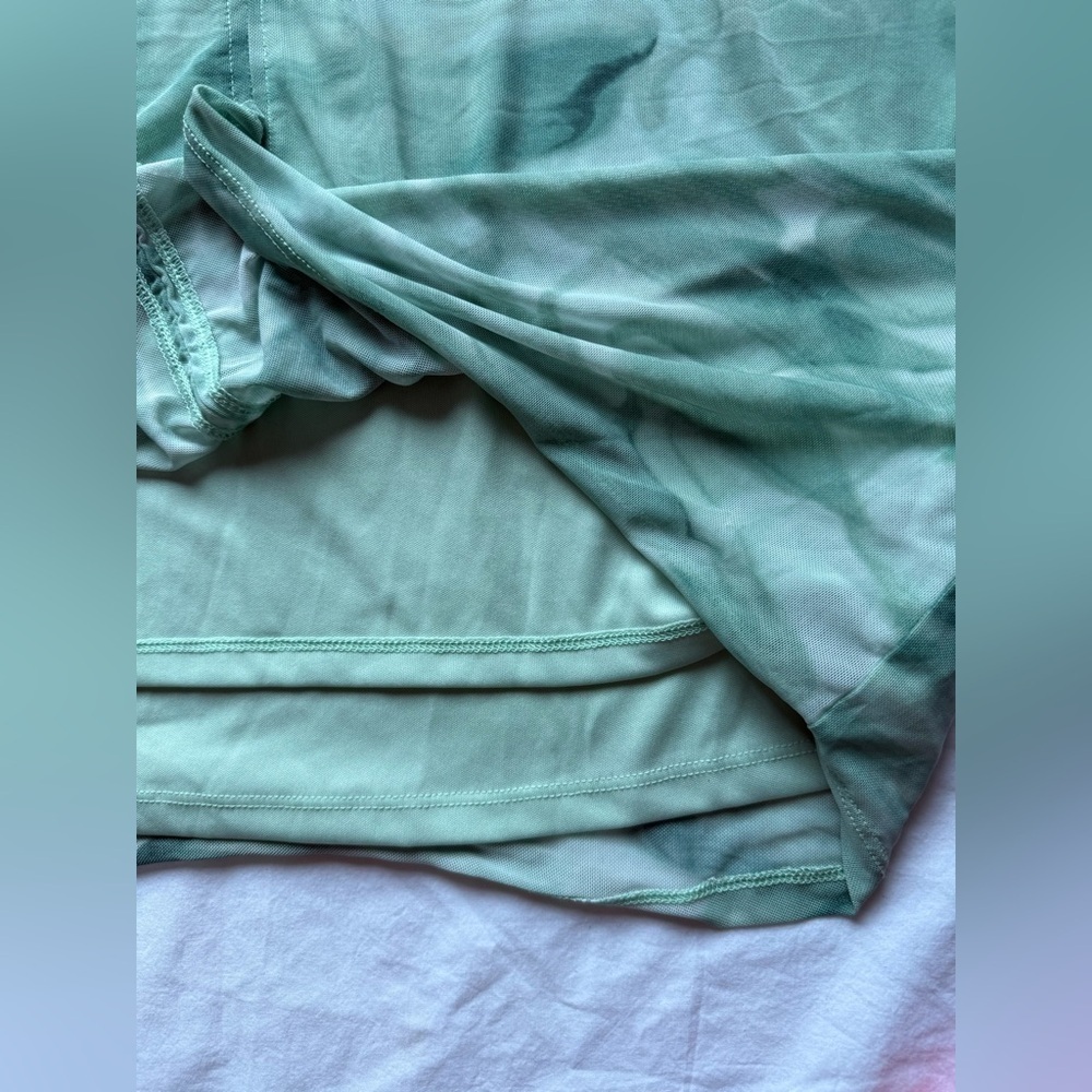 House of Harlow 1960 Mint Green Teal Tie Dye Ruched Maxi Skirt - Picture 5 of 11